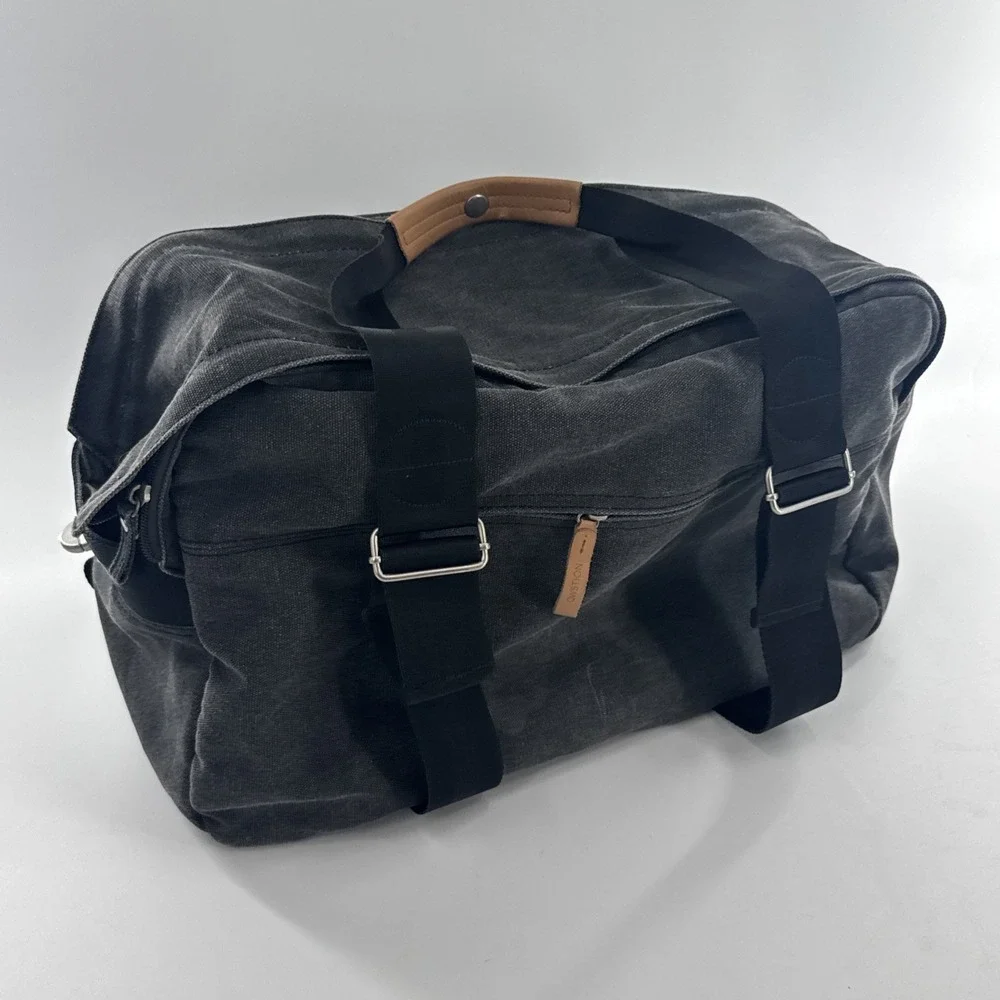 QWSTION Weekender Convertible Travel Bag Grey Canvas Backpack Duffel Carry On